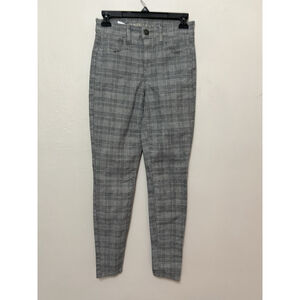 Womens American Eagle Hi Rise Jegging Plaid‎ Jeans Size 2 Gray Preppy Career